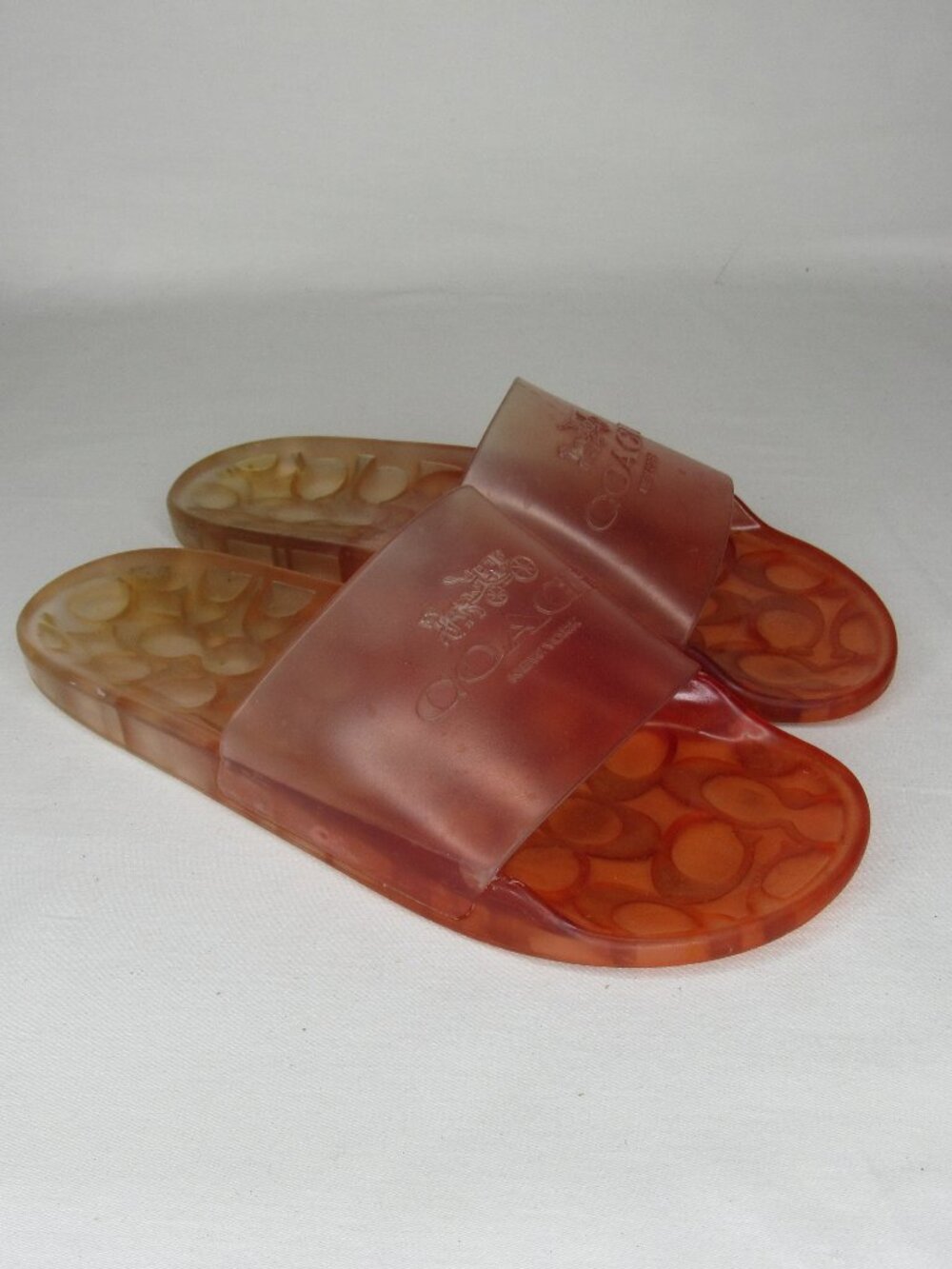 Coach Ulyssa Rubber Slide Sandal Orange Pink Women's 8